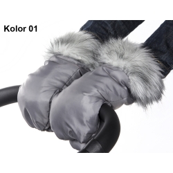 Podwójnie ocieplone mufki z futrem zapięcie magnesowe